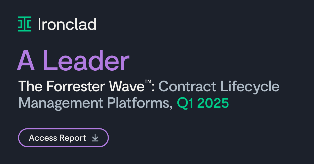 ironclad_inc's tweet photo. We’re thrilled to share that Ironclad was recognized in the Leaders category in The Forrester Wave™: Contract Lifecycle Management, Q1 2025! 

Access the report to learn why.
https://t.co/CoxPaf7jQW https://t.co/9lG6L4p5eA