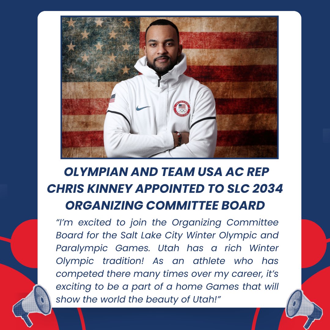 Congrats to Olympian and Team USA AC Rep
Chris Kinney for being appointed to the SLC 2034 Organizing Committee Board!!! ❄️