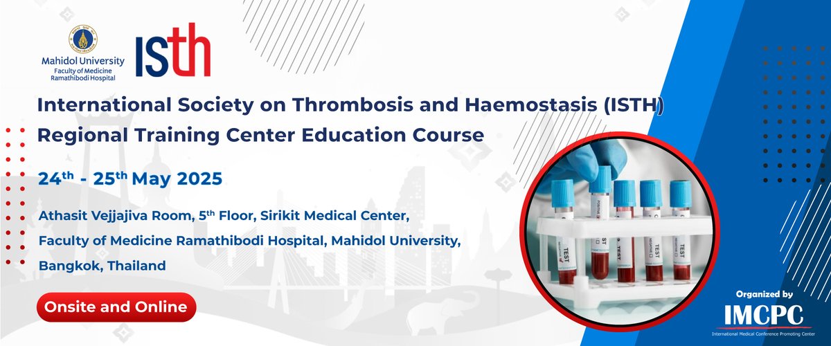 ISTH (@isth) on Twitter photo The ISTH is thrilled to participate in an upcoming regional training course in Bangkok! Don't miss this opportunity to connect with leading professionals and advance your knowledge. ISTH President <a href="/PantepAng/">PantepAngchaisuksiri</a> will be in attendance, register here to secure your spot: The ISTH is thrilled to participate in an upcoming regional training course in Bangkok! Don't miss this opportunity to connect with leading professionals and advance your knowledge. ISTH President <a href="/PantepAng/">PantepAngchaisuksiri</a> will be in attendance, register here to secure your spot: