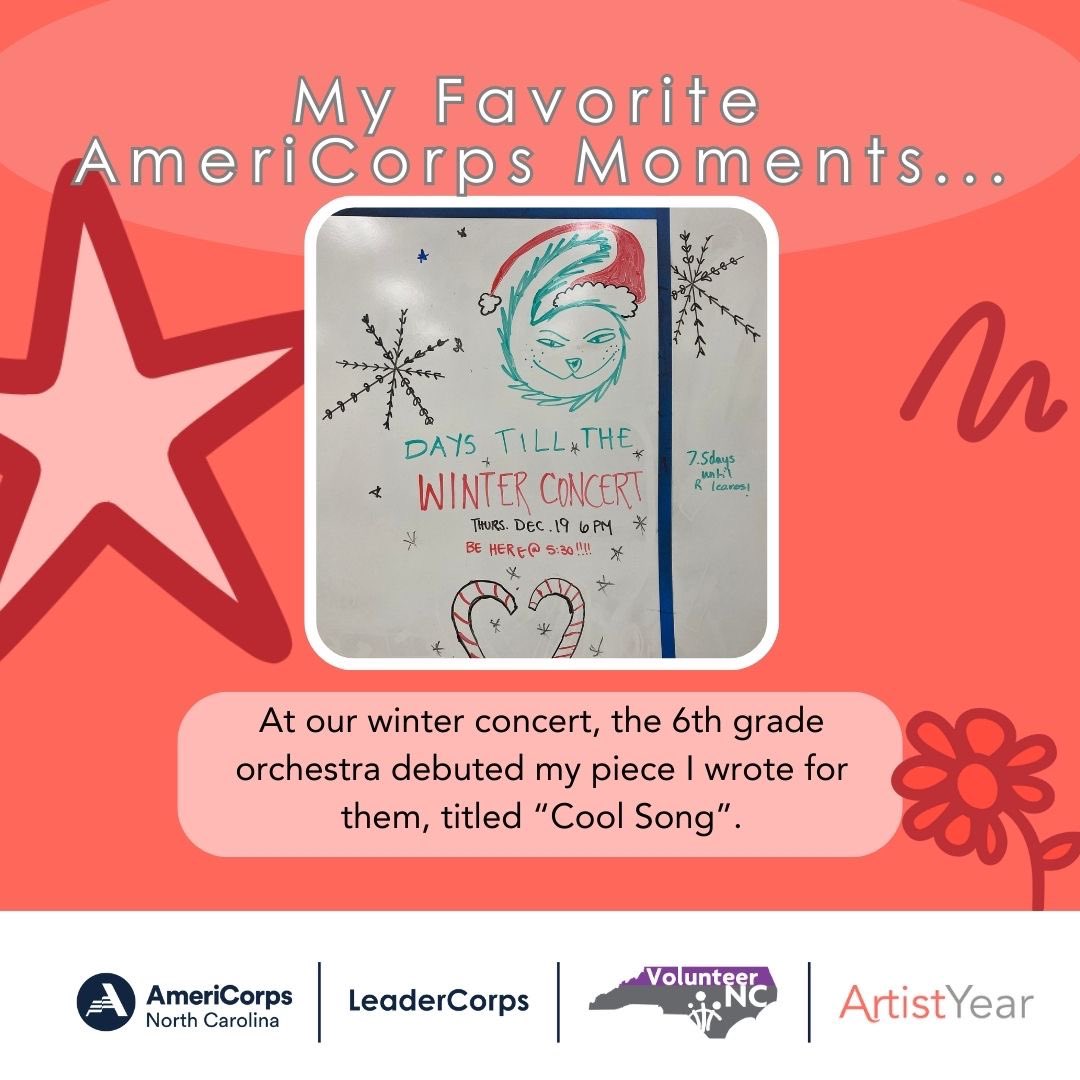 VolunteerNC's tweet photo. Join us as we celebrate Day 4 of our #LeaderCorps Spotlight Katie Galt, who is serving with @ArtistYear! ππ
°οΈπ @AmeriCorps https://t.co/oCBD1WenYz