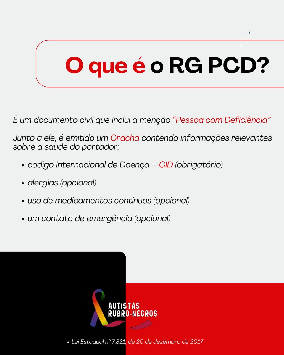 AutistasRN's tweet image. Saiba como retirar o RG PCD no RJ!

Pessoas com deficiência (PCD), incluindo autistas, tem direito a um RG com identificação especial? 

Veja como proceder. 

PAIXÃO, INCLUSÃO, MENGÃO!
#autismo #pcd  #inclusão #flamengo