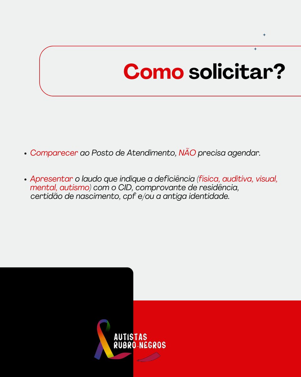 AutistasRN's tweet image. Saiba como retirar o RG PCD no RJ!

Pessoas com deficiência (PCD), incluindo autistas, tem direito a um RG com identificação especial? 

Veja como proceder. 

PAIXÃO, INCLUSÃO, MENGÃO!
#autismo #pcd  #inclusão #flamengo