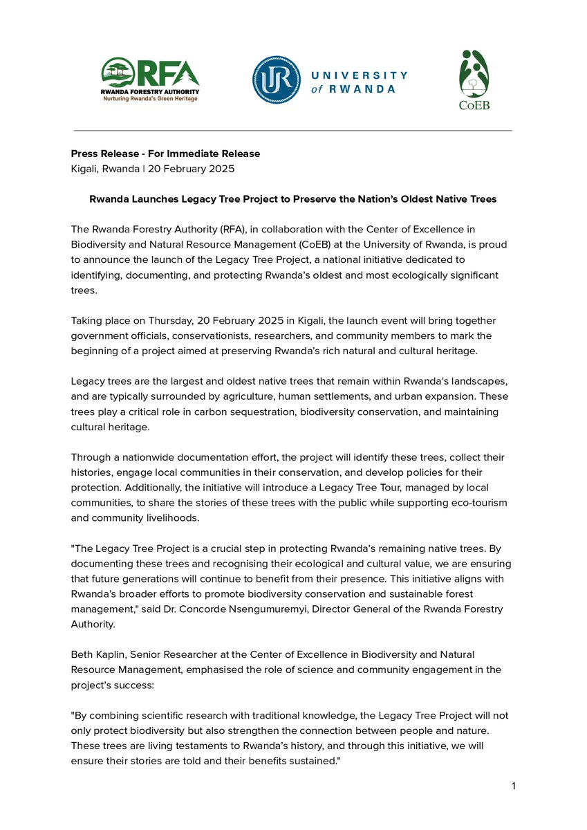 CoEBrwanda's tweet image. 🌳PRESS RELEASE🌳