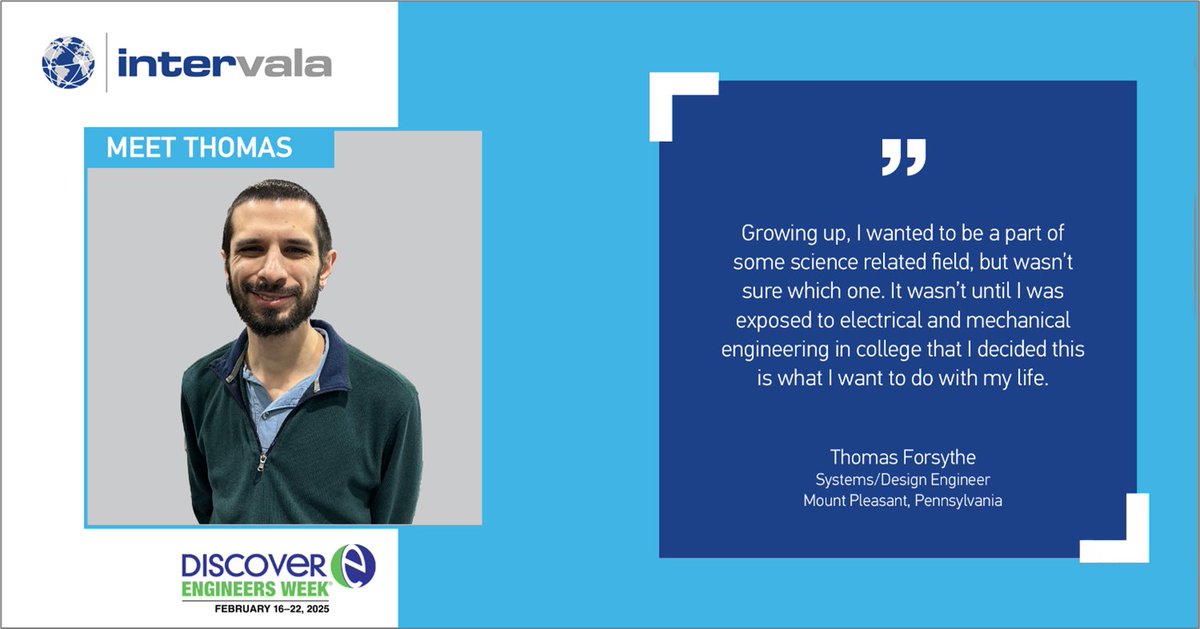 Systems/Design Engineer Thomas Forsythe is part of the engineering team at our Mount Pleasant, Pennsylvania site. #NationalEngineersWeek #Eweek2025 #engineers #engineering