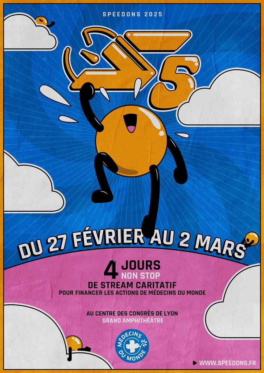 SpeeDonsFR's tweet image. #SpeeDons c'est dans 7 jours !

4 jours non stop de stream caritatif pour financer les actions de @MdM_France.

📍 Centre des Congrès de Lyon, Grand Amphithéatre
📅 27/02 - 02/03
📺 mistermv