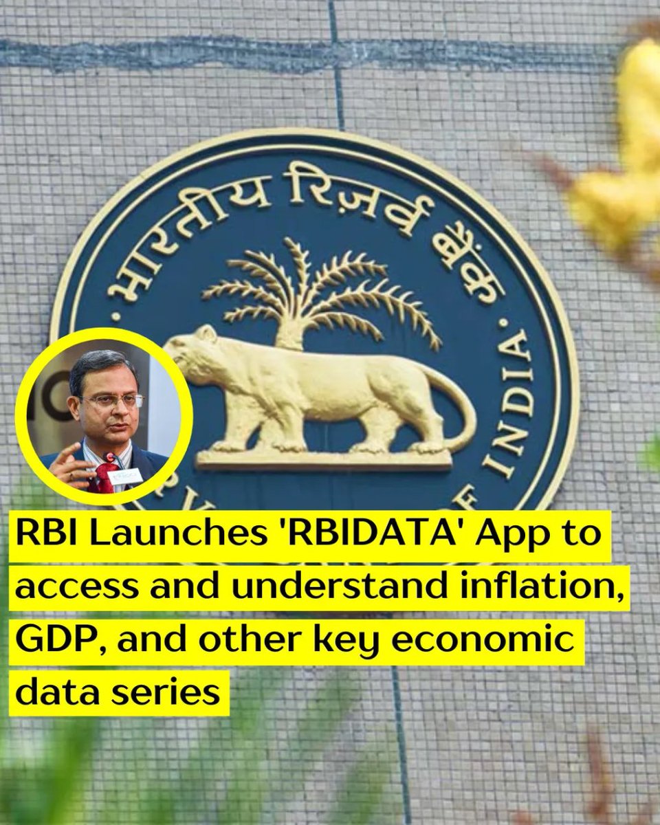 RBI launches 'RBIDATA', mobile application designed to provide users with easy access to macroeconomic and financial statistics related to the Indian economy.  #RBI #RBIDATA #upscprelims2025 #govtschemes