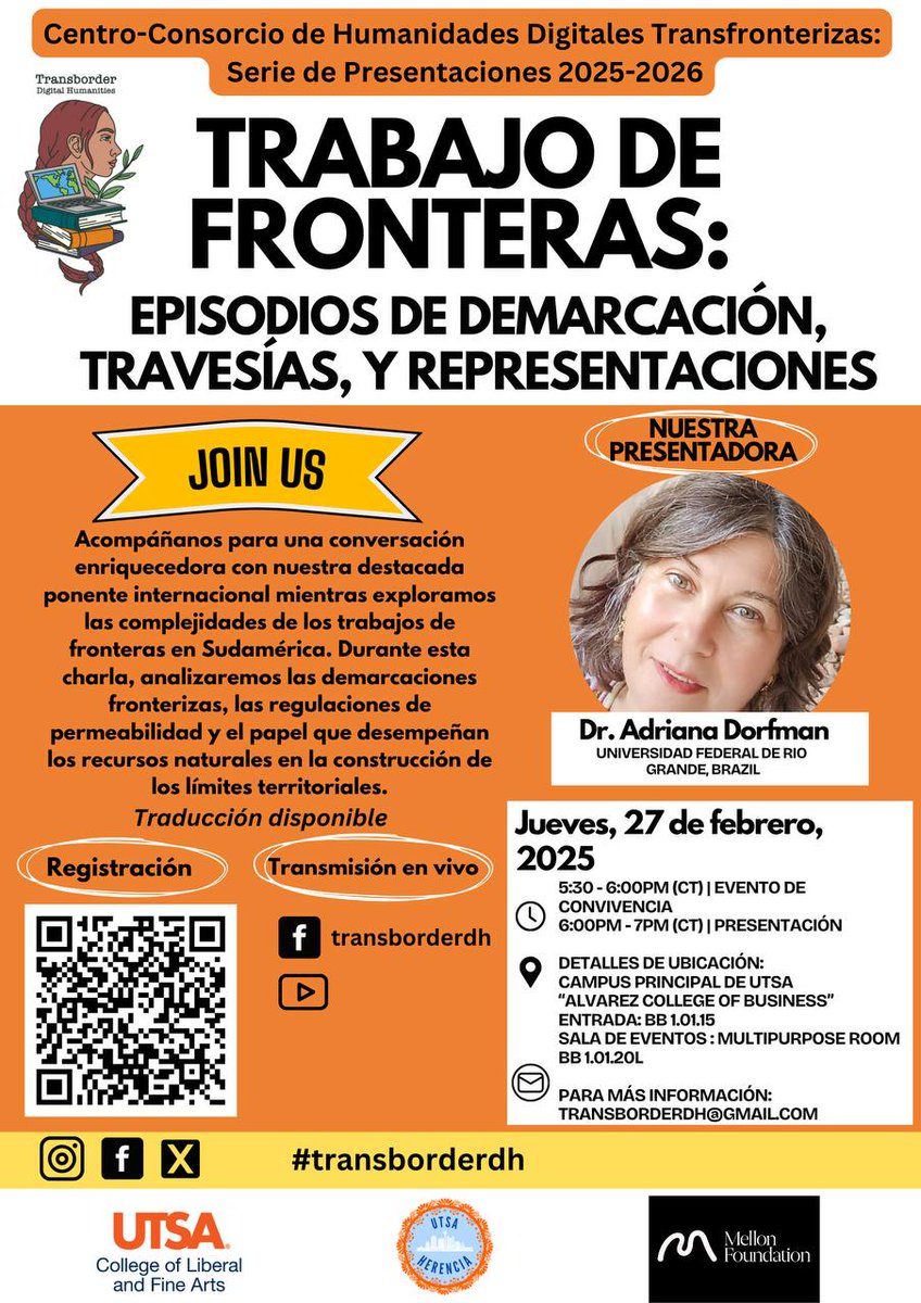 On behalf of the Transborder Digital Humanities Center- Consortium, a Mellon Foundation-funded initiative at UTSA, that fosters community-engaged research on borderlands and border cultures, with a special focus on the U.S.-Mexico border and ...

1/5