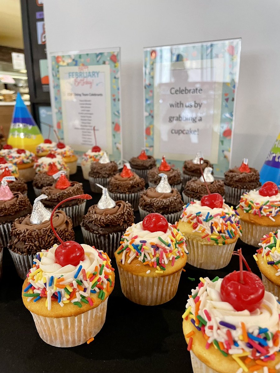 EatAtCof's tweet image. Happy birthday to our resident baker, Stacey, who makes all the awesome treats in Beatty Dining Commons!🥳 Let’s celebrate her and all of February babies in Beatty and Kennedy today! We have cupcakes while supplies last. 🧁 

#Februarybirthdays #COFdining #sodexocampus