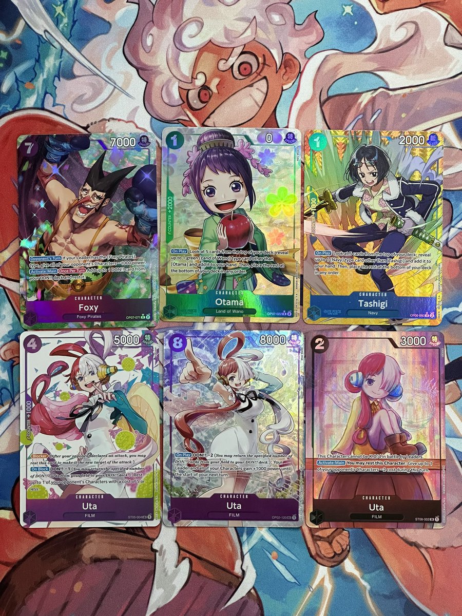 🔊One Piece Singles Sale 

✨Pack Fresh NM or Better 

♻️Reposts Appreciated 🤝

🚢PWE (FREE) BMWT💰5.00$ 

Karasu 💰9$ 
Blast Breath💰7$
Tsuru 💰20$
Boa Op 01💰54.50$ BMWT 
Boa OP 07💰16$
Foxy💰6$
Otama 💰10.30$
Tashigi 💰8.50$
Uta 120💰12$
Uta 002💰19$
Uta 004💰13.80$