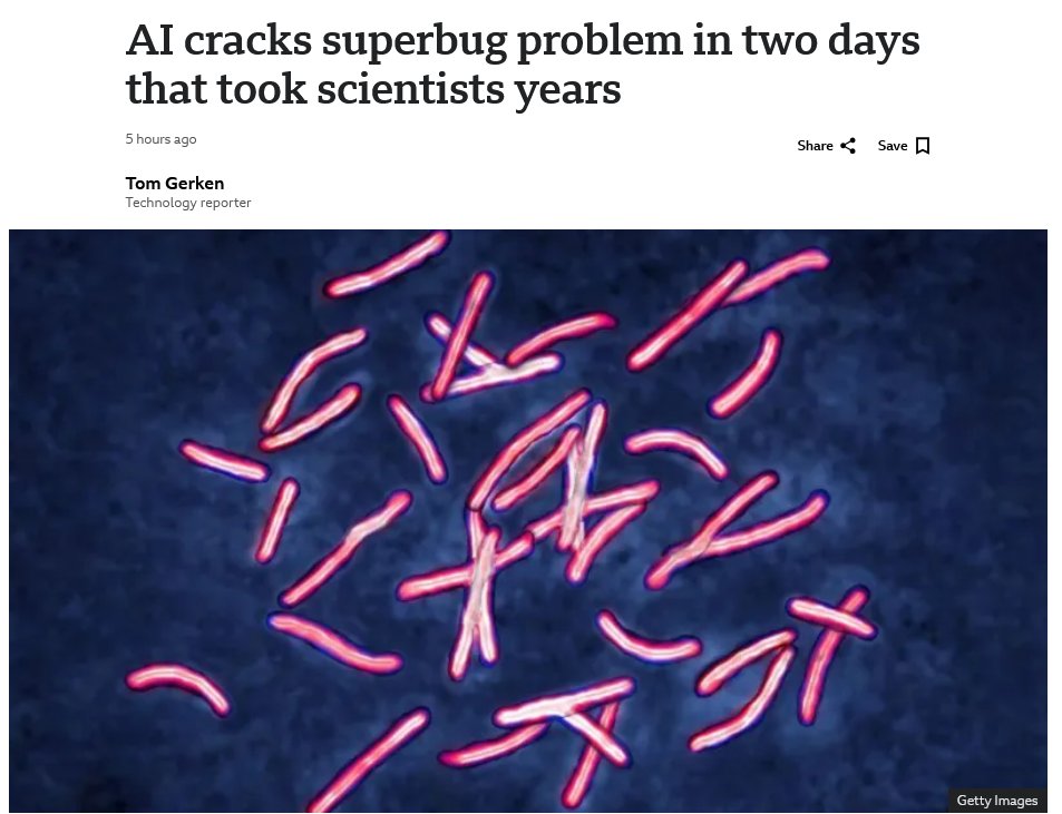 Ultra amazing

A complex problem that took microbiologists a decade to get to the bottom of has been solved in just  two days by a new artificial intelligence tool.

"Professor José R Penadés and his team at Imperial College London had spent years working out and proving why some