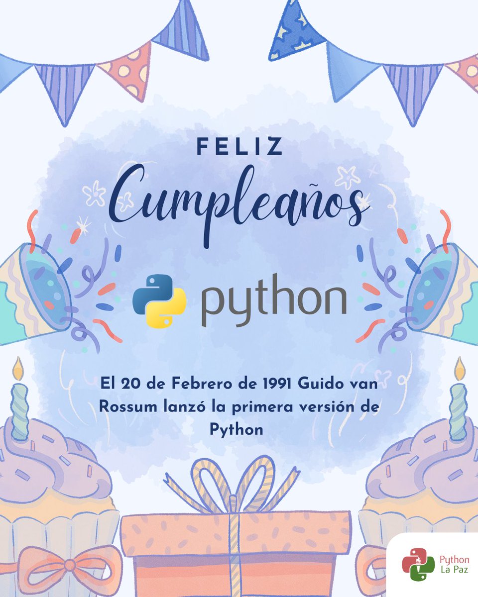 PythonLaPaz's tweet image. 🐍 Desde hace 34 años Python nos acompaña con su sintaxis limpia, su comunidad increíble y su versatilidad.
Hoy celebramos su impacto en el mundo de la tecnología 🚀
Cuéntanos en los comentarios ¿Cuándo fue tu primer &quot;Hello, World!&quot; en Python? 👀
#python #code