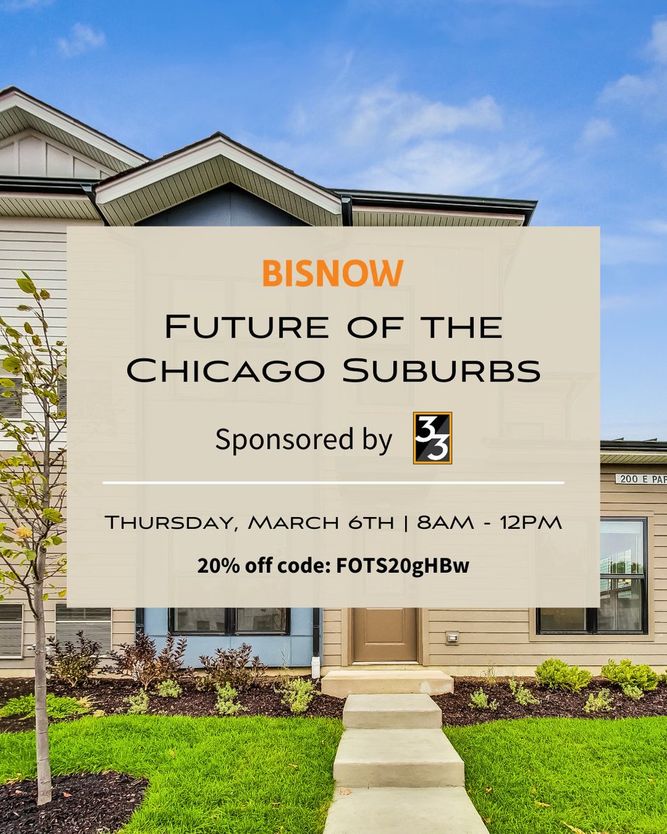 33realty's tweet photo. 33 Realty is excited to sponsor @bisnow's Future of the Chicago Suburbs event! Don’t miss insightful panels on growth, development, and community expansion across Chicagoland and beyond. 🏙️ https://t.co/A2CvwxyVXd