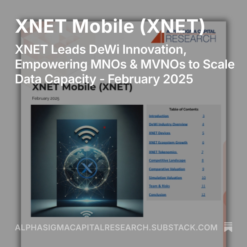 AlphaALTx's tweet photo. 🚀 New Research Alert: XNET Mobile is Changing the Game! 📡📲  XNET is revolutionizing decentralized wireless (DeWi) by solving one of the biggest challenges for MNOs &amp; MVNOs—scaling data capacity! 📈📶 @enzovillani727 @DitoreSandra @XNET_Mobile https://t.co/RKsecCglZZ