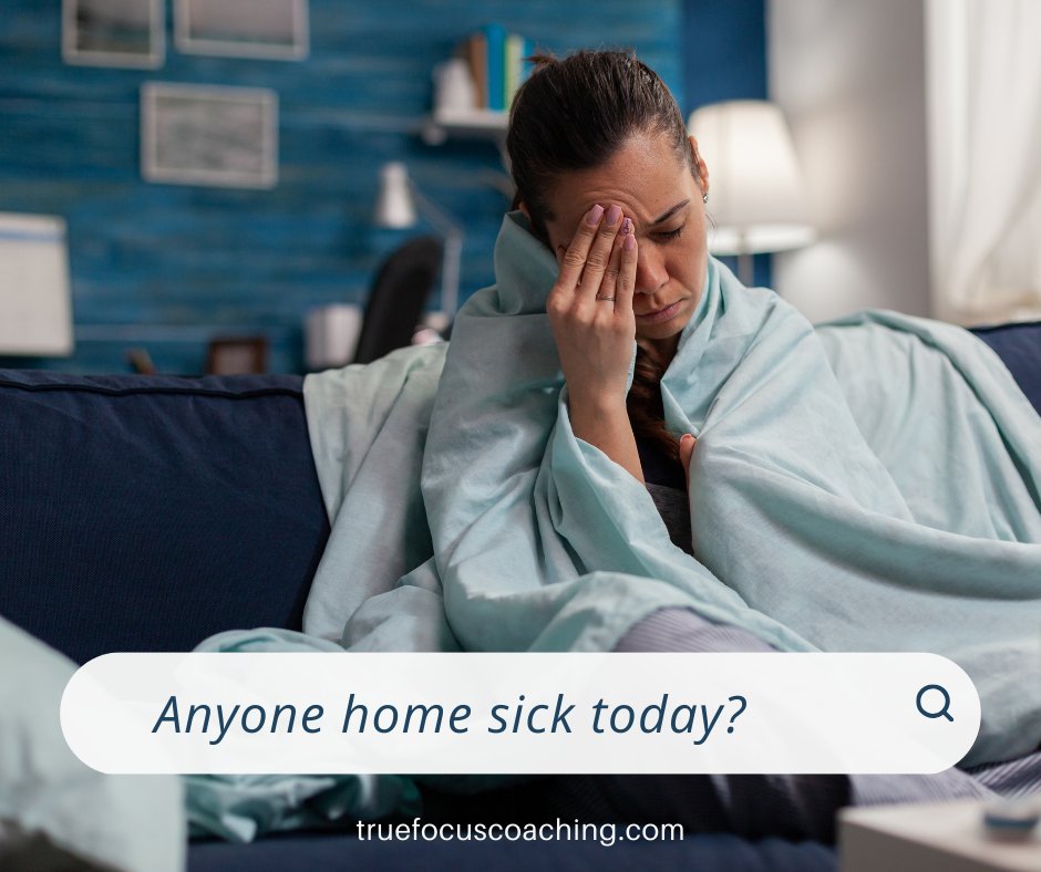 TrueFocusCoach's tweet photo. Anyone home sick today? 🤧 Flu season is here—if you had to step away from work, would things fall apart? What’s your go-to strategy for handling work when illness strikes? Need a better plan? Book a free strategy session: https://t.co/rHjjhxEgil https://t.co/BeMh4aEvqb