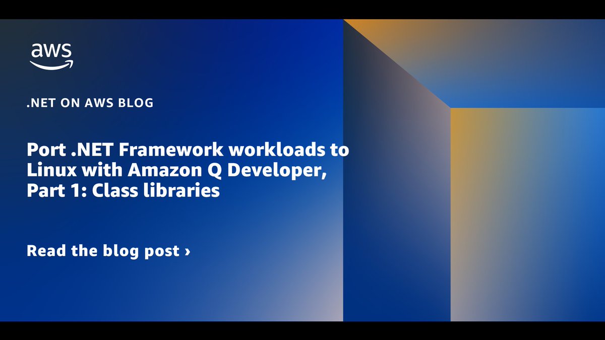 With Amazon Q Developer .NET transformation, you can port your traditional .NET Framework applications to modern cross-platform .NET and run on Linux. In this post, get a walk-through of how to port .NET class library projects. 🦋 go.aws/3X6swmS #dotnet #AWS #AmazonQ