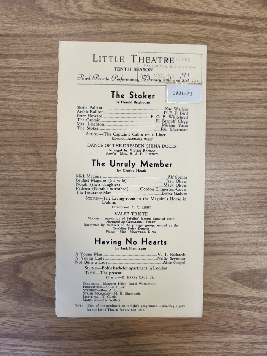 On this day...
Title: Little Theatre : tenth season : third private performance, February 20th and 21st : [programme]
Date: 1931
Ref. code: AM1519-: PAM 1931-31

bit.ly/40EoPqG