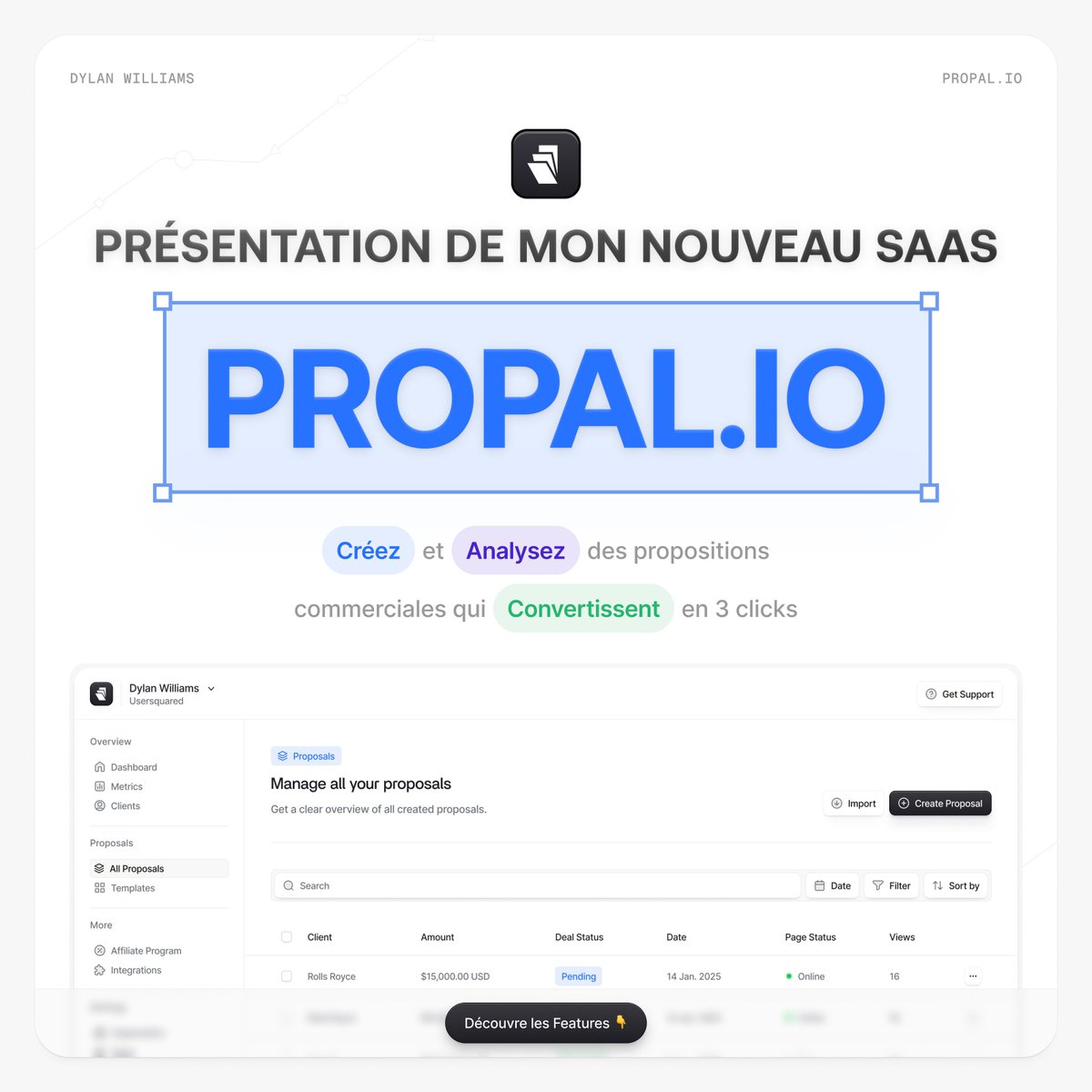 Agences, freelances, prestataires...

Après des mois de travail dans l'ombre, l'heure est venue de révéler notre plus grand projet... 👀

Voici Propal - <a href="/propalio/">Propal.io</a> ✨

Aujourd'hui je vous présente l'outil qui va vous faire exploser vos prix et votre taux de closing

Let's go 👇