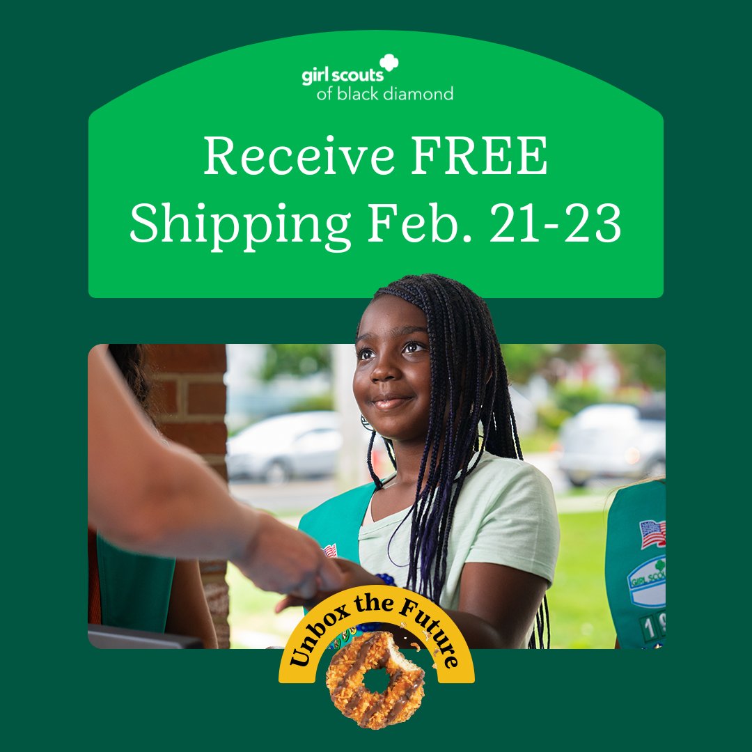 Details regarding a sweet 😋 new deal just dropped! 🙌🍪 Visit the Girl Scouts of Black Diamond Council Facebook page and learn how you can secure FREE shipping on select online cookie orders Feb. 21-23. 🔗 facebook.com/GSBDC/