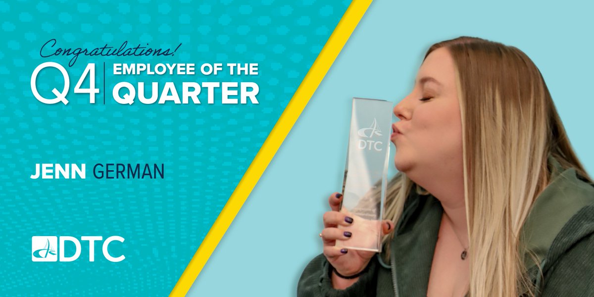 Big congrats to Jennifer German for earning Employee of the Quarter for Q4! 
Her dedication and agility during a major software upgrade set the standard at DTC. Well deserved, Jenn! 
 #DTC #EOQ #Leadership #Excellence #Values