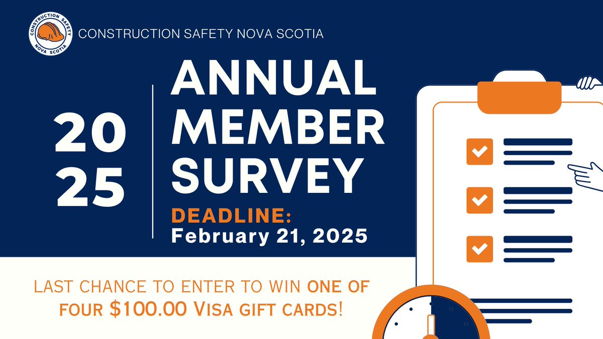 ⏳ Final Reminder! Our Member Survey closes tomorrow, Feb 21.

✔️ Takes 10 mins
✔️ Helps shape CSNS services
✔️ Enter for a chance to win a $100 Visa gift card! 🎉

Share your feedback today: bit.ly/4hIrO7N 

#CSNS #membersurey #memberservices #NovaScotia