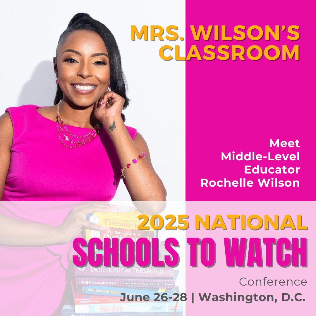 Don’t miss Rochelle Wilson at the National Schools to Watch Conference, June 26-28! zurl.co/HUOHx. As a former middle school educator, Rochelle's work empowers educators to foster spaces where students thrive, feel heard, and have a voice. #middleschoolmatters