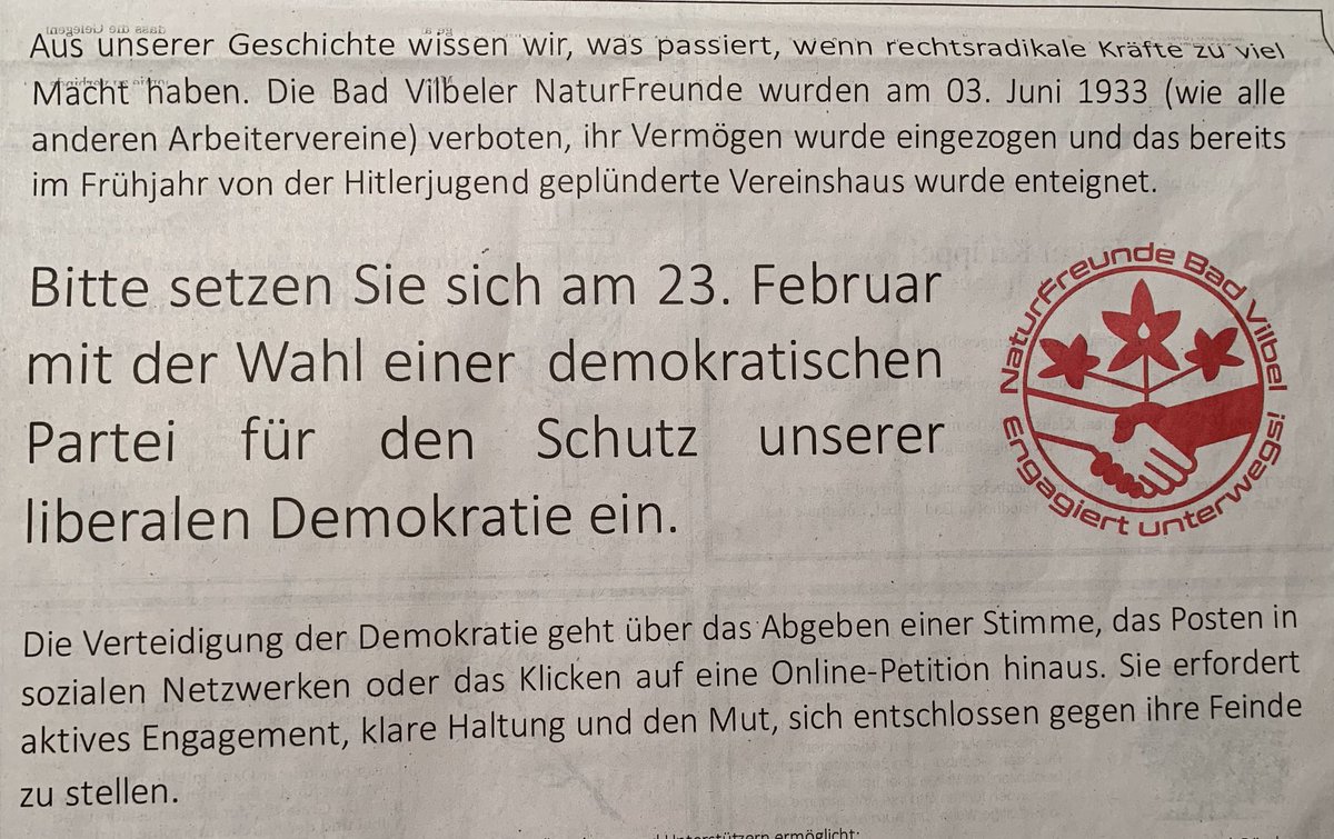 Gestern in unserer Wochenzeitung #bundestagswahl #naturfreunde #badvilbel