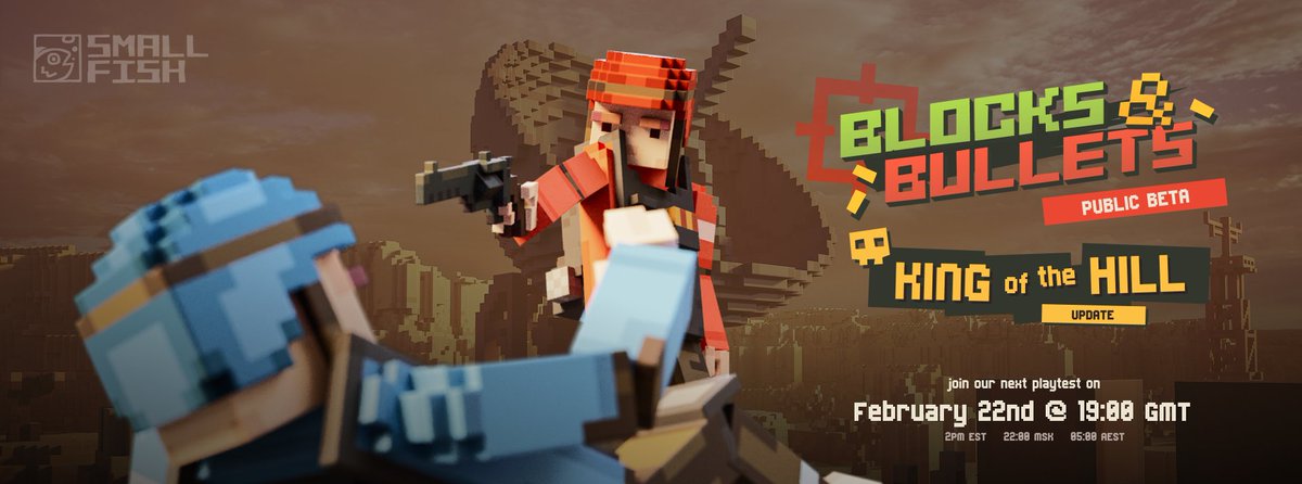 🔜 Blocks &amp; Bullets playtest!
February 22nd at 19:00 GMT
Join our Discord to partecipate 👉 smallfi.sh/discord

🆕 NEW UPDATE:
•  👑 King of the Hill Game
•  🧟 Zombie NPCs
•  🗺️ New Maps

Read more about the update in our blog post:
sbox.game/fish/blocks_an…

#sbox