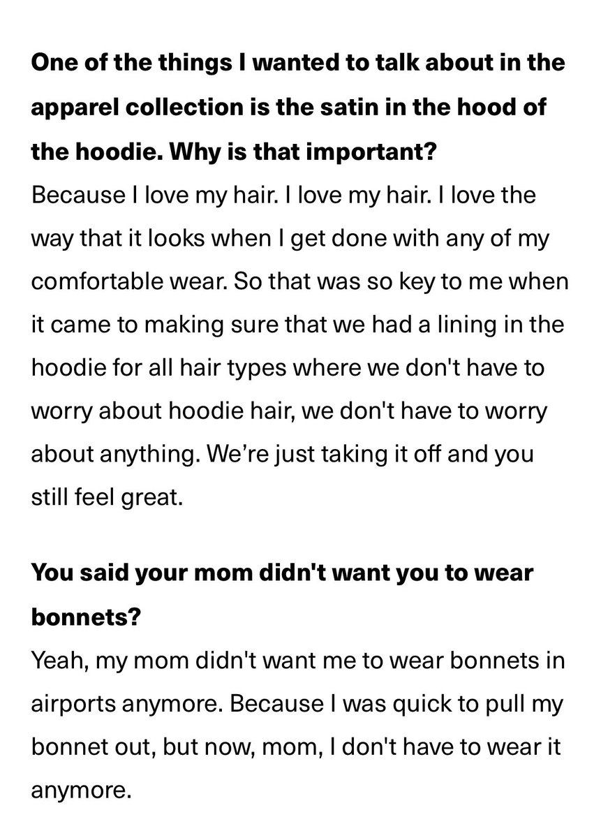 One of the coolest details in A’Ja Wilson’s Nike collection is the satin lined hoodie. A’ja says her mom didn’t want her wearing her bonnet in the airport anymore so she made her own signature hoodie for her hair instead.