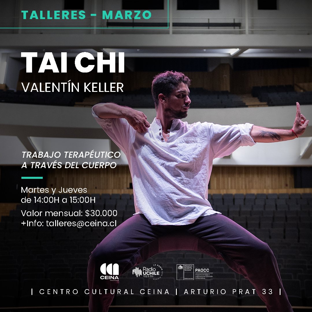 ¡EN MARZO VOLVEMOS CON TAI CHI! 🌬️🧘🏻 Volvemos desde la primera semana de marzo con el taller de Tai Chi. Te esperamos en el corazón de Stgo cada martes y jueves a las 14H para practicar la serenidad y el equilibrio.

🚨 Inscripciones directo con el tallerista el día de la clase