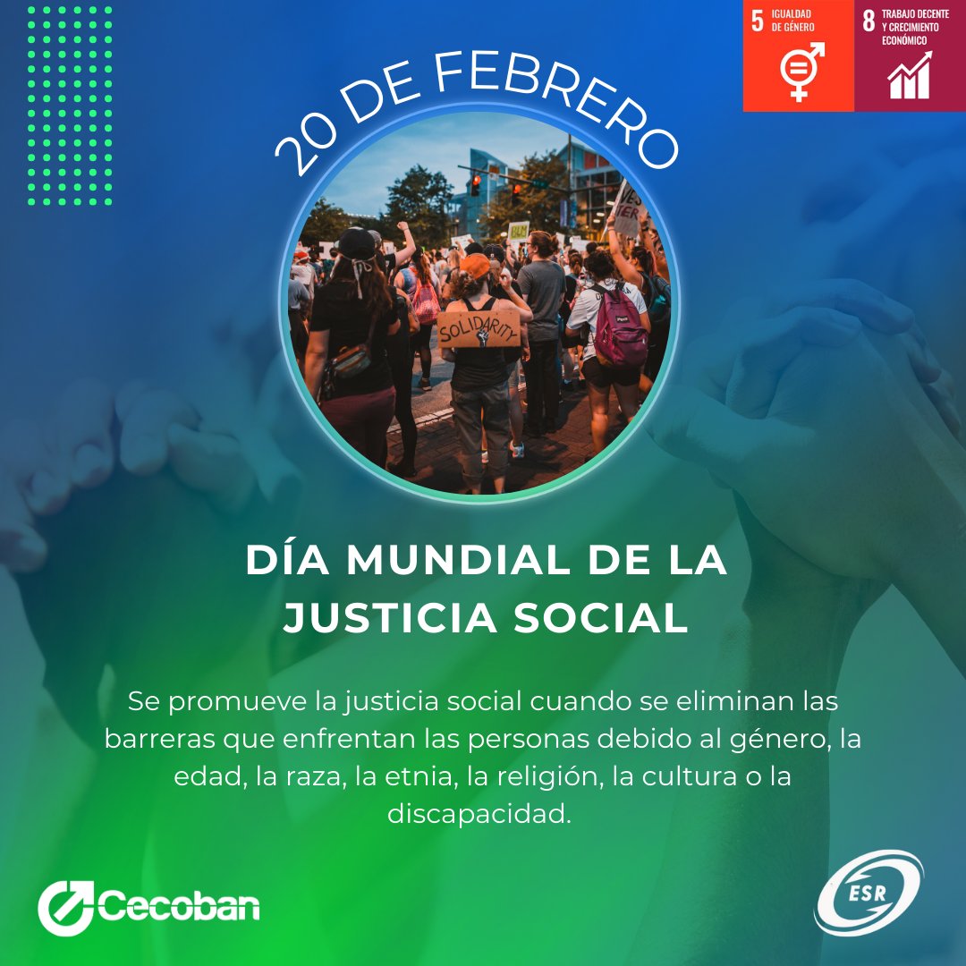 🌍 Día Mundial de la Justicia Social 🌍

Hoy recordamos la importancia de construir un mundo más equitativo, donde todas las personas tengan acceso a oportunidades justas, sin importar su origen, género o condición social. 💙

¡Sigamos trabajando por un futuro con más igualdad!