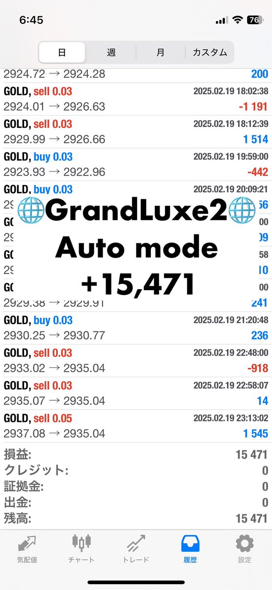 EAGrandSlam's tweet photo. 2/19報告

行動する勇気がチャンスを呼ぶ

安定感抜群😊

🌐GrandLuxe(グランラグゼ)🌐
4モードから選択
金曜午前で停止

🏆GrandSlam🏆
耐久型 指標時エントリー停止機能

無料配布https://t.co/CzcOF2RNce

無料ea
ロングショート
ゴールド
自動売買
資産運用

#ad https://t.co/VFEiforqkP