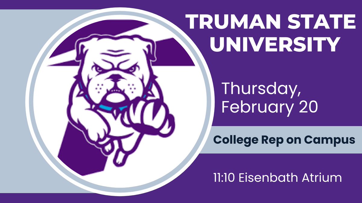 Truman State University will be on campus today. Swing by during Empower Hour and say hello!