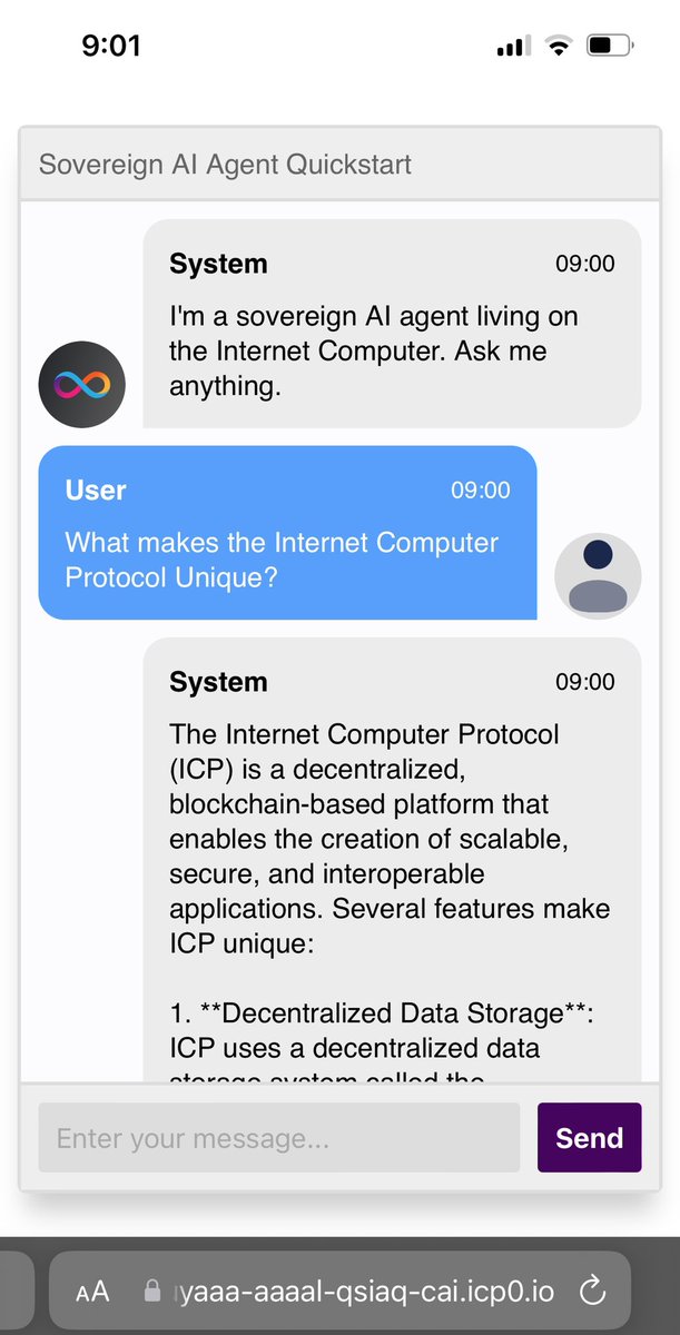 AmSpeed_'s tweet image. 🚨Chat with a Large Language Model hosted and running entirely on $ICP 🤯

It runs pretty smoothly for me!

Both the frontend, backend and the AI itself are onchain!

This is ONLY possible on the Internet Computer Protocol!

vgjrt-uyaaa-aaaal-qsiaq-cai.icp0.io