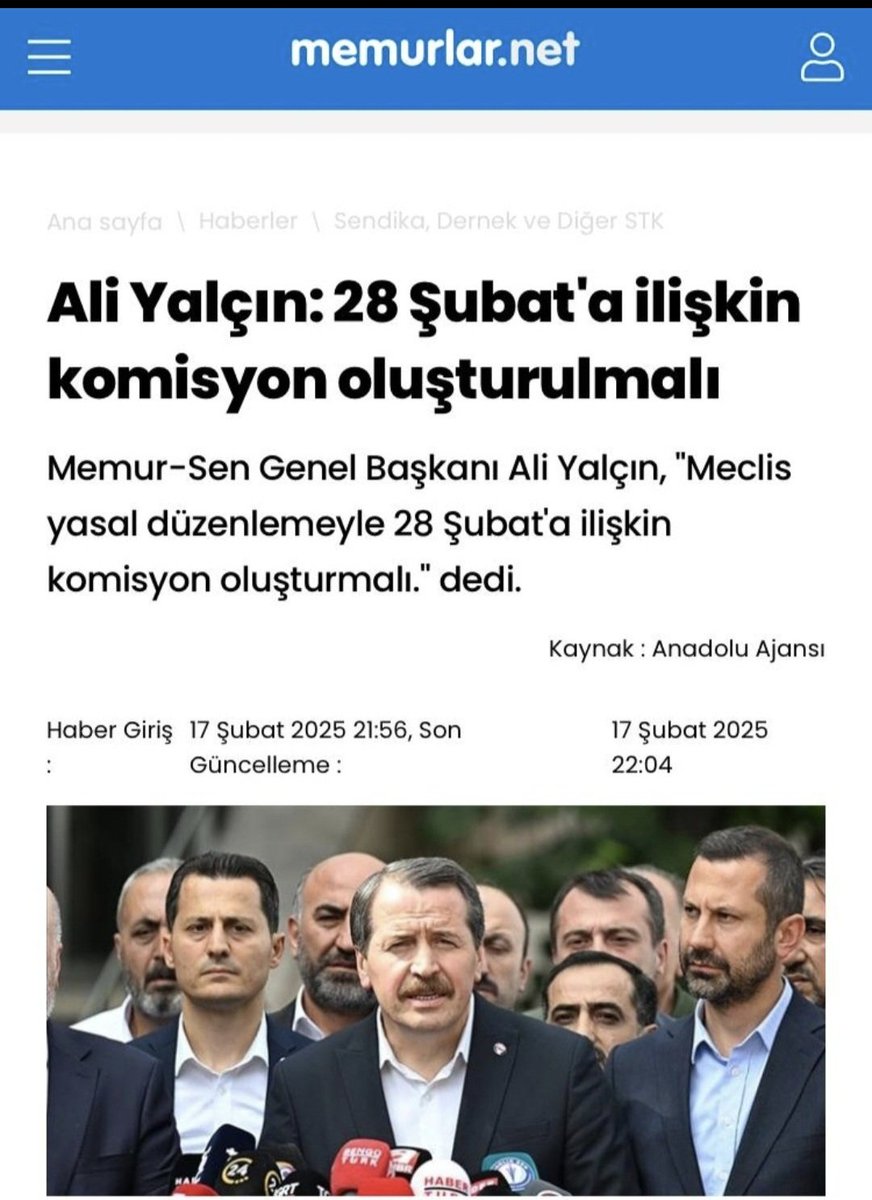 SAYIN CUMHURBAŞKANIMIZ;

 1960 darbe mağdurları için komisyon kuruldu.

Terör mağdurları için komisyon kuruldu.

OHAL Komisyonu kuruldu. 

28 Şubat mağdurları için de bir KOMİSYON kurulmasını istiyoruz.

<a href="/RTErdogan/">Recep Tayyip Erdoğan</a> <a href="/_aliyalcin_/">Ali YALÇIN</a> <a href="/omersalihunlu/">Ömer Salih Ünlü 🇹🇷🇵🇸</a> <a href="/tayyartercan/">Tayyar Tercan</a> <a href="/sarseven/">Serdar Arseven</a> <a href="/MilatGazete/">Milat Gazetesi</a>