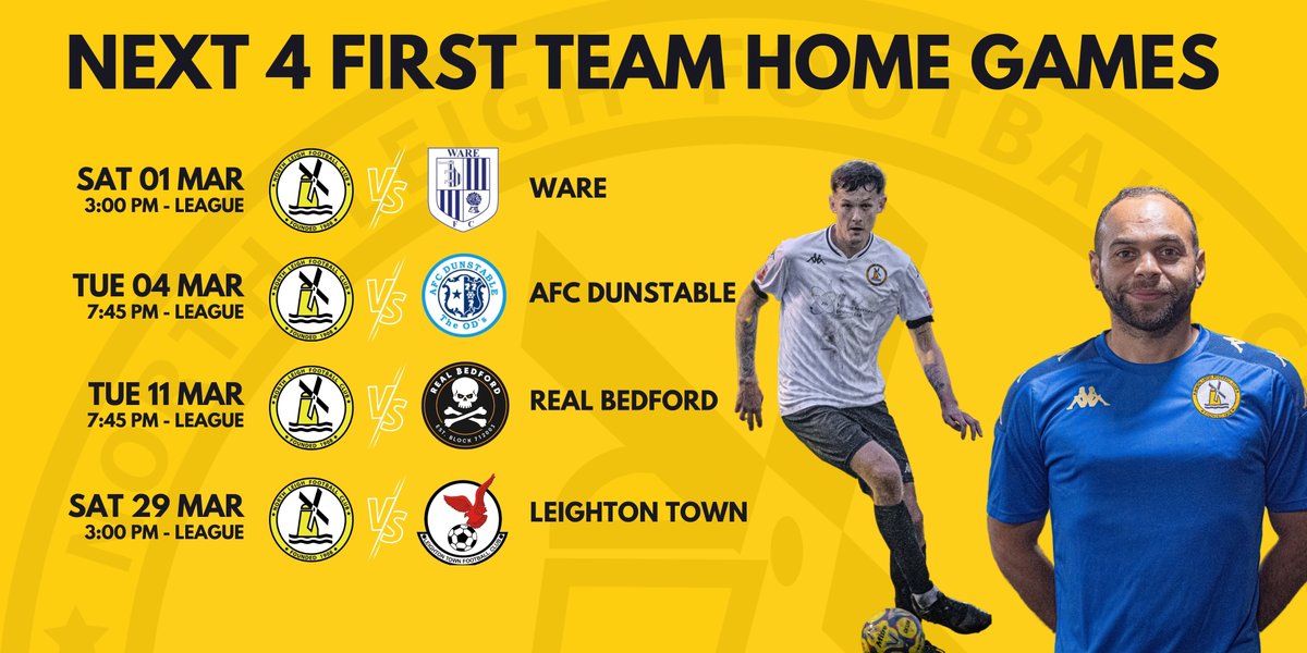 Here are the up and coming first team home fixtures, stick the dates in the diary!
