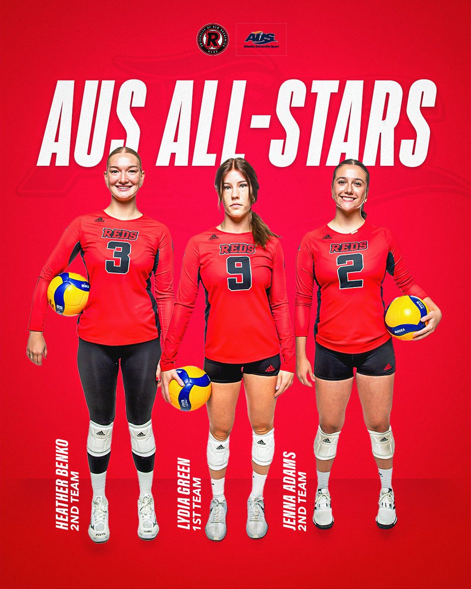 Stars on the Court ⭐️

Congrats to Lydia Green, Heather Benko, and Jenna Adams on being named <a href="/AUS_SUA/">Atlantic University Sport</a> Women's Volleyball All-Stars for 2024-25!

🔗 Details: bit.ly/41b9o8q

#goredsgo