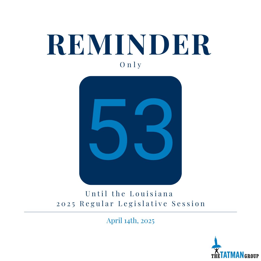 The countdown has begun!

#GovernmentRelations #Lobbying #MeetTheTeam #LouisianaGovernmentRelations #lalege #lagov