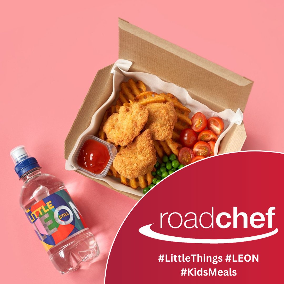 Roadchef's tweet image. Healthier meals for happier kids at LEON on the final day of February Half Term. 

GFC Nuggets, Halloumi Sticks or Falafel Bites with Baked Fries and vegetables! roadchef.com/brands/leon #SundayFunday #HealthierMeals #Kids