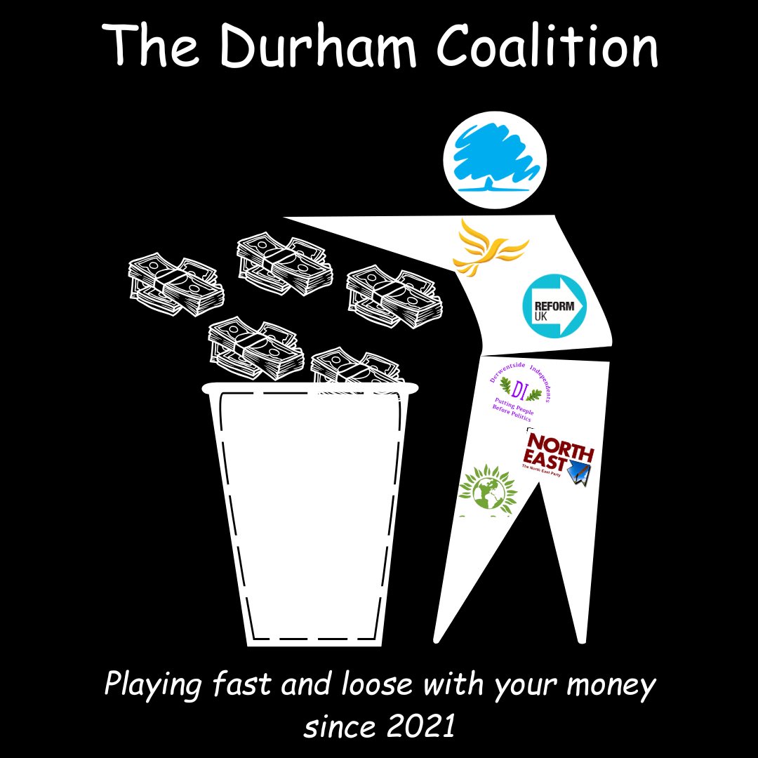 CoDurhamLabour's tweet photo. 💷🗑️Durham County Council’s Coalition of Chaos Budget Unwrapped

⬆️Council Tax Up by 4.99% for the third year in a row!

📉Council reserves depleted by 22%, higher than any other Council in the North

📉Towns and Villages neglected once again with money going into Durham City https://t.co/3Ssp6170y2