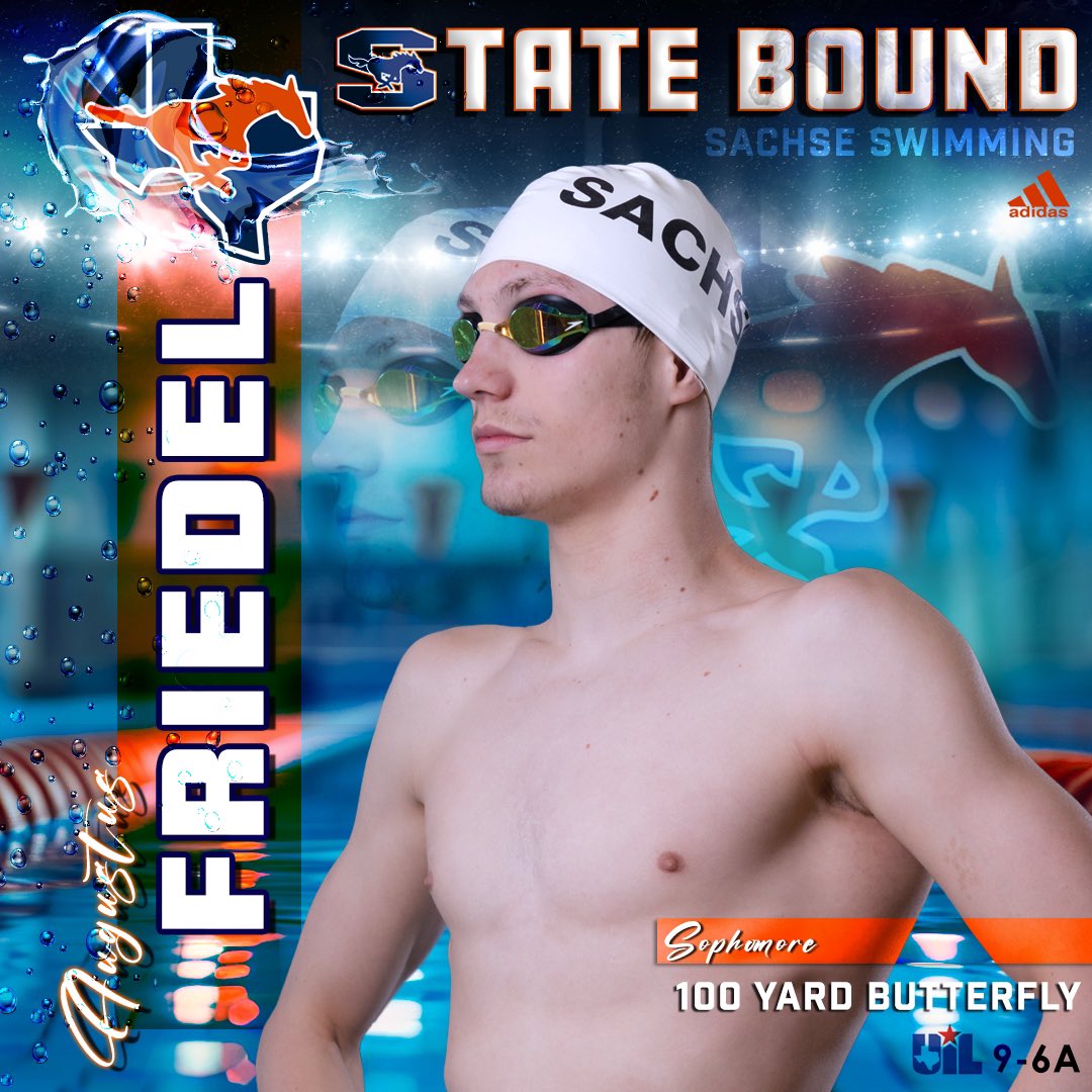 STATE BOUND 🏊 
Two of our Mustangs are headed to Austin to compete at the Swimming &amp; Diving State Meet! 

Congratulations to our students who will be competing:
Ashley Delhomme – Girls 1-Meter Diving
Augustus Friedel – Boys 100 Yard Butterfly