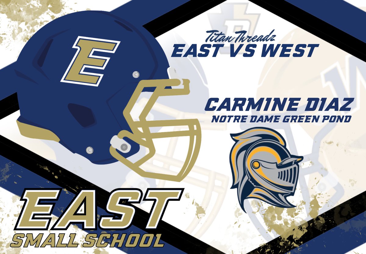 PSFCA (@psfca_) on Twitter photo <a href="/TitanThreadz/">Titan Threadz</a>
E/W All Star Game Small School East Roster! East will be the visitors! Join me in congratulating the following players for SMALL SCHOOL EAST:
WR - Noah Dolbin
WR - Charles Warren
WR - James Evans
WR - Carmine Diaz
big33.org/psfca/east-wes… <a href="/TitanThreadz/">Titan Threadz</a>
E/W All Star Game Small School East Roster! East will be the visitors! Join me in congratulating the following players for SMALL SCHOOL EAST:
WR - Noah Dolbin
WR - Charles Warren
WR - James Evans
WR - Carmine Diaz
big33.org/psfca/east-wes…