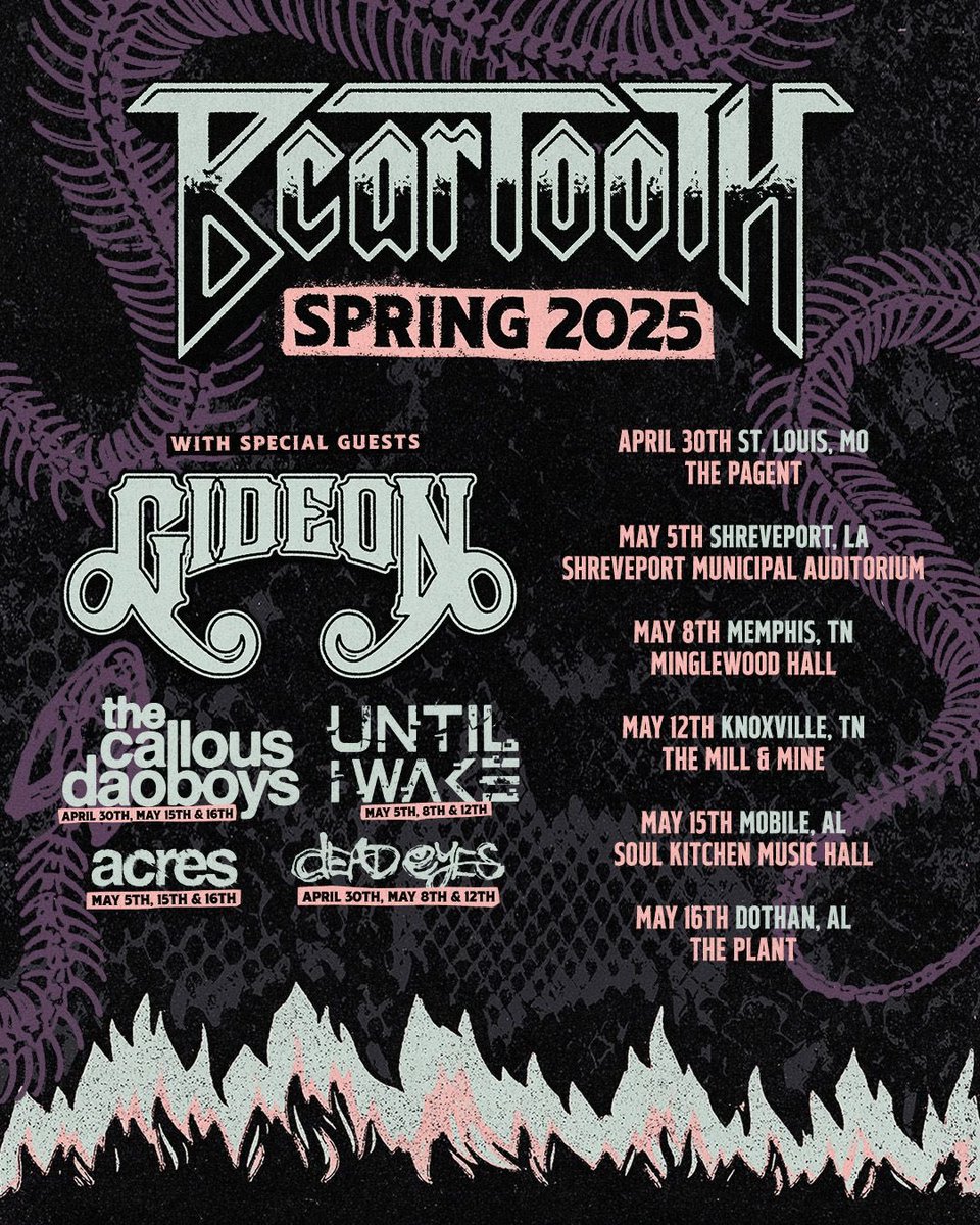 Until I Wake (@untiliwake) on Twitter photo 📣‼️ More Shows‼️📣
Stoked to be performing a few dates with <a href="/BEARTOOTHband/">Beartooth</a>, <a href="/GideonAL/">GIDEON</a> , Acres & Dead Eyes 🤘
5|05 - Shreveport, LA - Shreveport Municipal Auditorium
5|08 - Memphis, TN - Minglewood Hall
5|12  - Knoxville, TN  - The Mill & Mine
Tix Below
UNTILiWAKE.com 📣‼️ More Shows‼️📣
Stoked to be performing a few dates with <a href="/BEARTOOTHband/">Beartooth</a>, <a href="/GideonAL/">GIDEON</a> , Acres & Dead Eyes 🤘
5|05 - Shreveport, LA - Shreveport Municipal Auditorium
5|08 - Memphis, TN - Minglewood Hall
5|12  - Knoxville, TN  - The Mill & Mine
Tix Below
UNTILiWAKE.com
