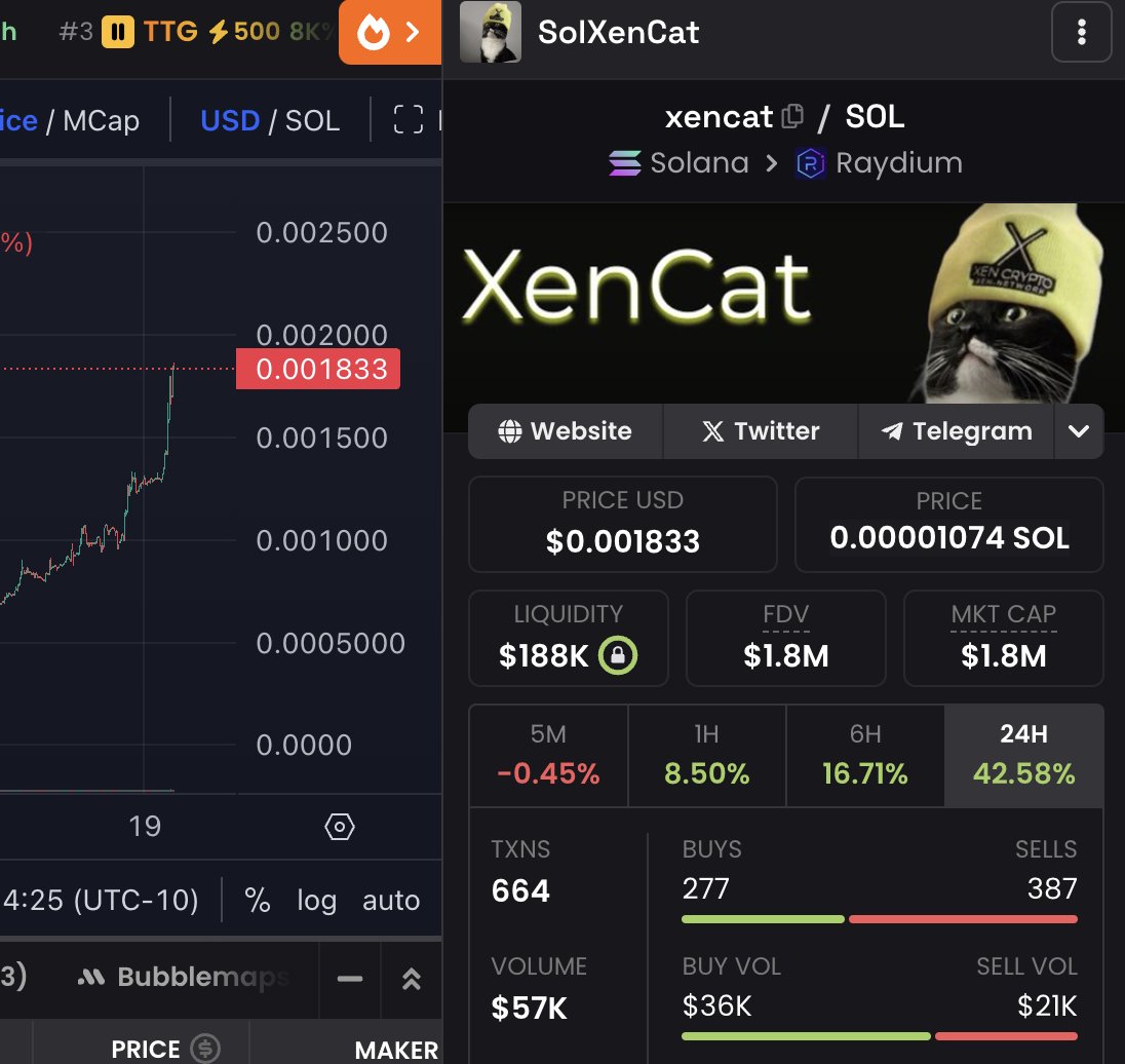 $XEN eco community meme coin on Solana hits all time high. $XENCAT xencat.tech
