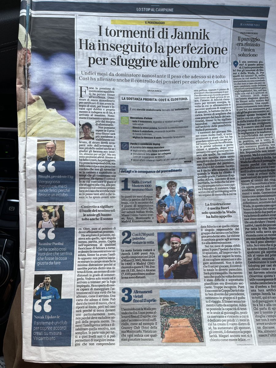 paoloangeloRF's tweet photo. Interessante #zonca”forse la pressione di qst anno squilibrato ha portato #sinner all’eccellenza dimostrare di essere straordinario per certificare di non aver bisogno di aiuti per levare e levarsi ogni dubbio..nonostante il tormento o spinto proprio dal bisogno di allontanarlo https://t.co/4qcDTRrgpN