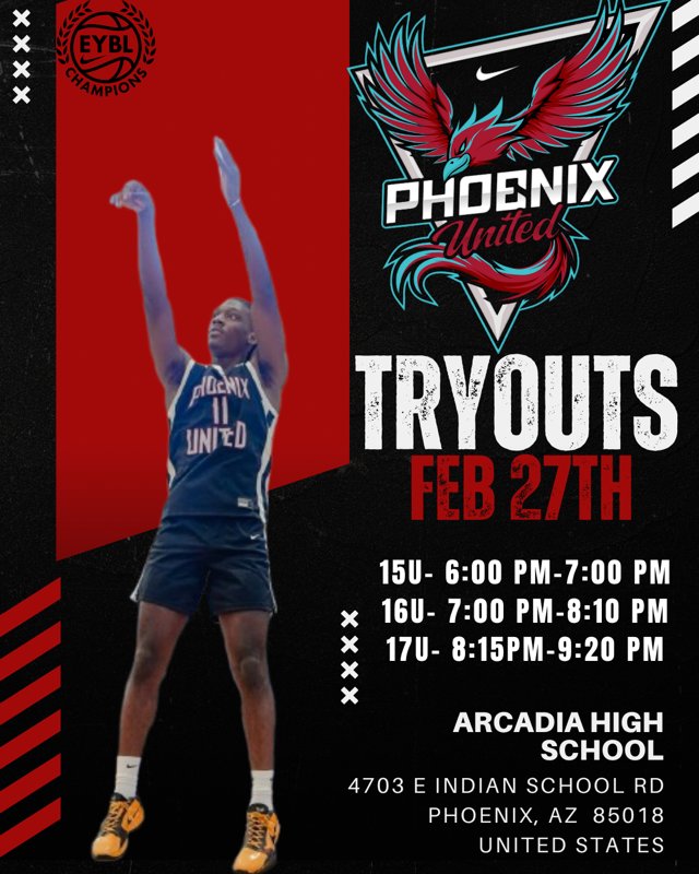 Phoenix United Basketball (@phxunitedhoops) on Twitter photo 🚨High School Tryouts🚨 <a href="/PrepHoopsAZ/">Prep Hoops Arizona</a> <a href="/GreggRosenberg1/">Gregg Rosenberg</a> <a href="/ArizonaPreps/">Anthony Ray</a> <a href="/CedricCobb_/">©ed®️i© Cobb™</a> <a href="/areacodes/">AreaCodes Basketball</a> <a href="/ZonacoachSal/">Sal Garcia</a> <a href="/ColemanSWS/">Ron Coleman</a> #ZonaNation #TheSagaContinues #WelcomeToDeathRow 🚨High School Tryouts🚨 <a href="/PrepHoopsAZ/">Prep Hoops Arizona</a> <a href="/GreggRosenberg1/">Gregg Rosenberg</a> <a href="/ArizonaPreps/">Anthony Ray</a> <a href="/CedricCobb_/">©ed®️i© Cobb™</a> <a href="/areacodes/">AreaCodes Basketball</a> <a href="/ZonacoachSal/">Sal Garcia</a> <a href="/ColemanSWS/">Ron Coleman</a> #ZonaNation #TheSagaContinues #WelcomeToDeathRow