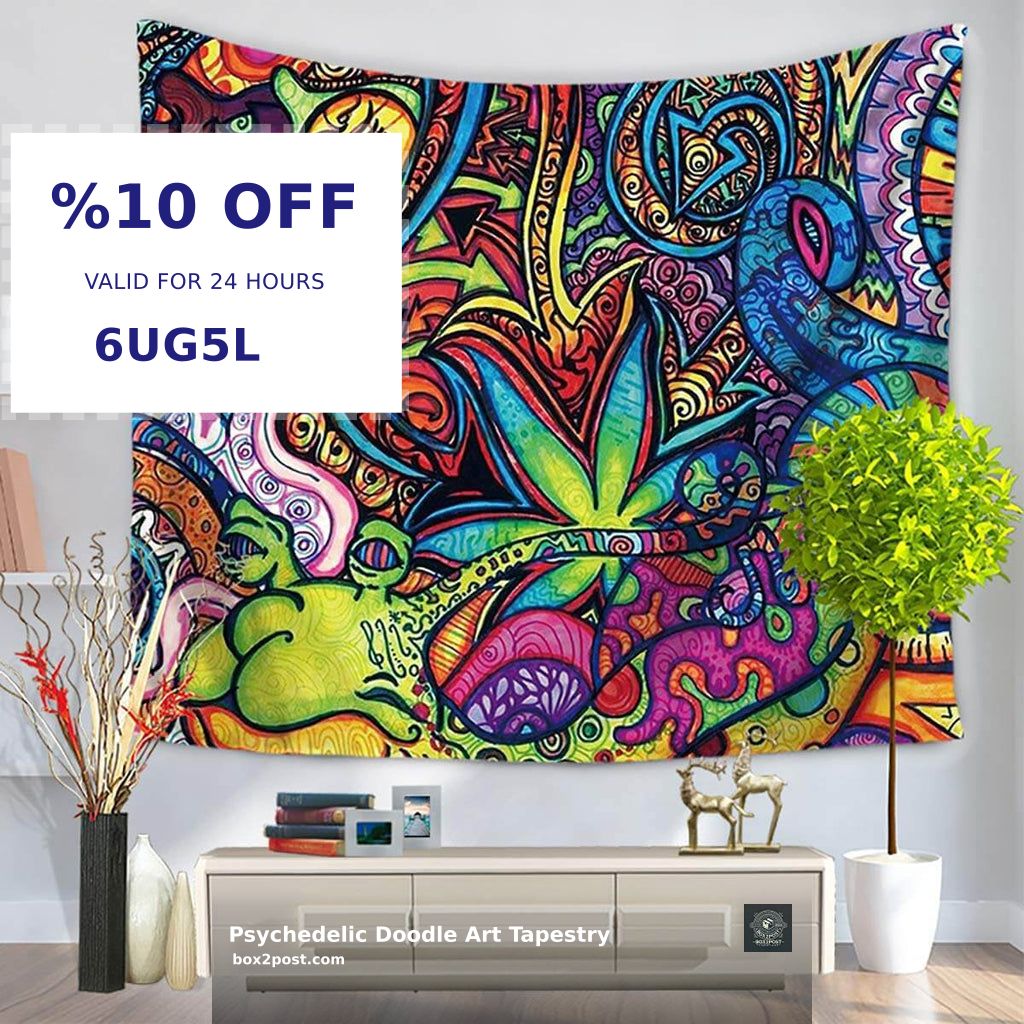 box2post's tweet photo. Transform your space into a visual wonderland with the Psychedelic Doodle Art Tapestry! 🙌✨ Made from 100% polyester, this vibrant wall decor by Dorm Tapestries is a steal at just £10.00. Grab yours now from BOX2POST! #WallDecorations https://t.co/EQkpgj2WM4 https://t.co/7GeZsECtqK