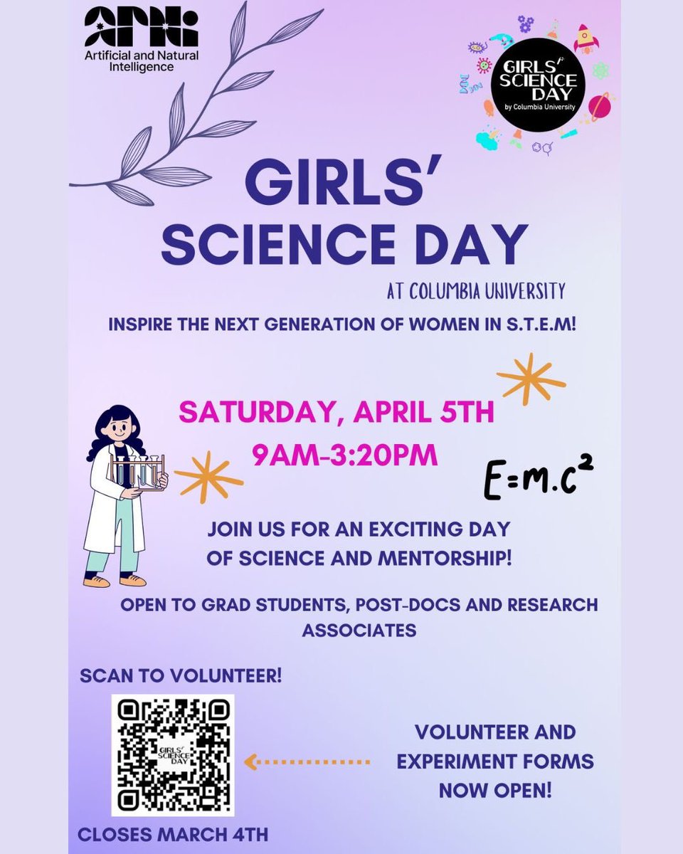 Exciting news! GSD is back for the spring! 🌸🌺 Scan the QR code on the poster to head to our website to volunteer! We are accepting graduate students, post-docs and research associates! Hope to see you at our event!