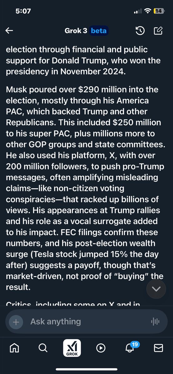 hm_divert's tweet photo. @elonmusk maybe fix Grok before he start telling on you https://t.co/NfEzi9FXja