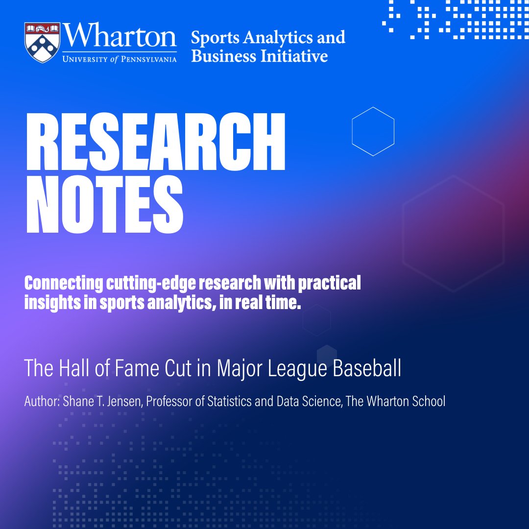 WhartonSABI's tweet image. As #baseball fans celebrate the first day of spring training, we’re excited to share new research from #Wharton’s Shane Jensen (@Tastierkakes)!

“The Hall of Fame Cut” introduces a data-driven way to define career greatness—built to be bar napkin simple. 
whr.tn/4bcqvLH
