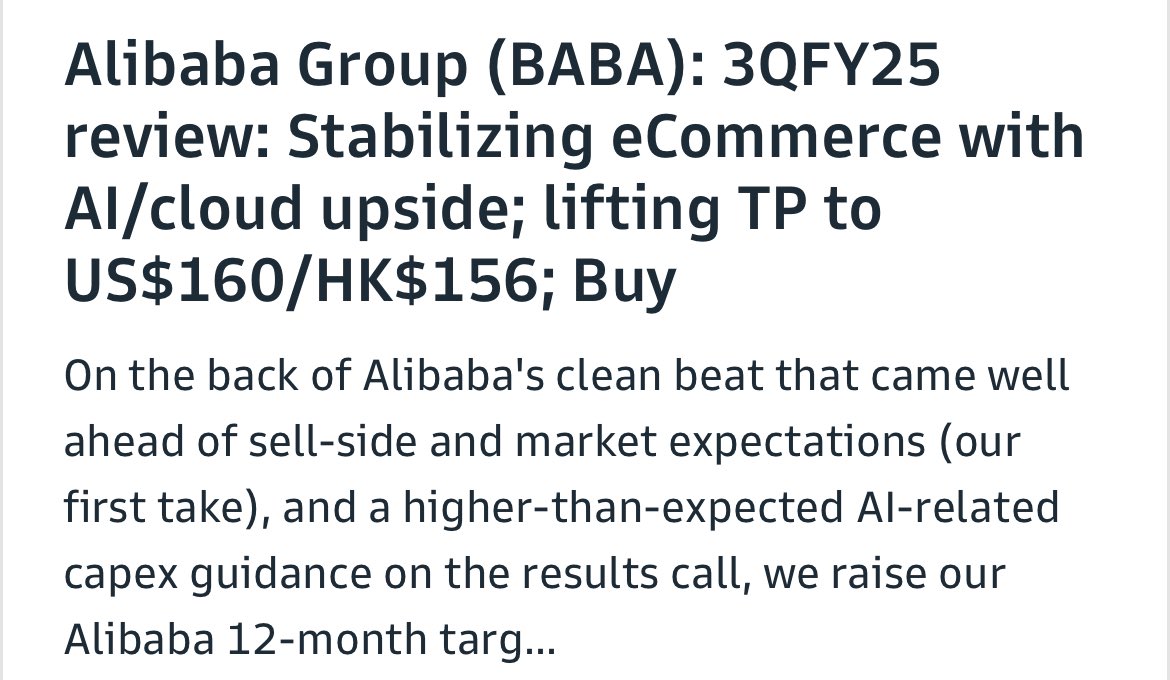 Here we go: Goldman Sachs increasing their $baba price target to $160

And then they will increase it more and more and more
